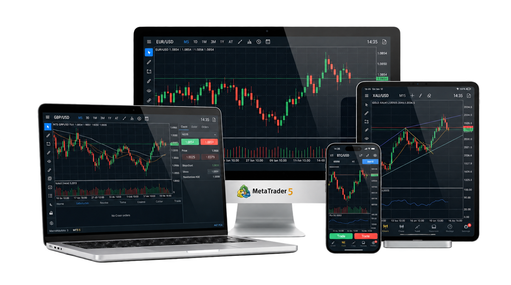 MetaTrader 5 على أجهزة سطح المكتب والكمبيوتر المحمول والجهاز اللوحي والهاتف